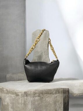 One-of-a-Kind Reworked Zara Leather Black Gold Chain Bag ♻️